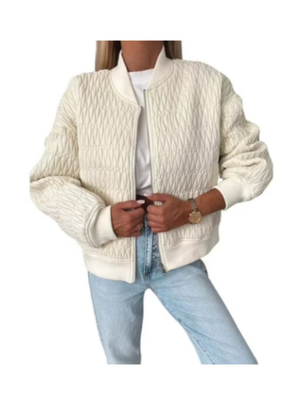 Womens Jackets Spring Fashion Cute Jacquard Coats Zip Up Jackets Dressy Casual C
